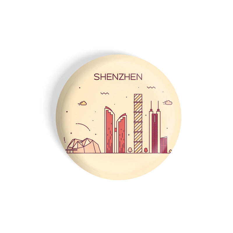 dhcrafts Round Fridge Magnet Brown Color Shenzhen Glossy Finish Design Pack of 1 (58 mm)